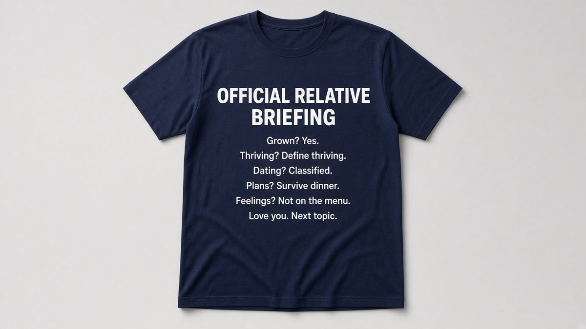 Official Relative Briefing — Funny Holiday Tee (Navy)