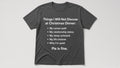 Things I Will Not Discuss at Christmas Dinner — Funny Christmas Tee (Charcoal)