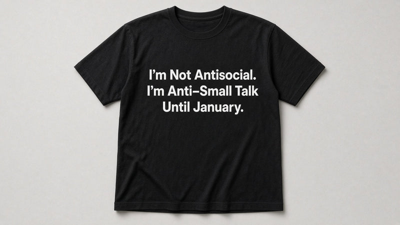I'm Not Antisocial. I'm Anti–Small Talk Until January. — Funny Holiday Tee (Black)